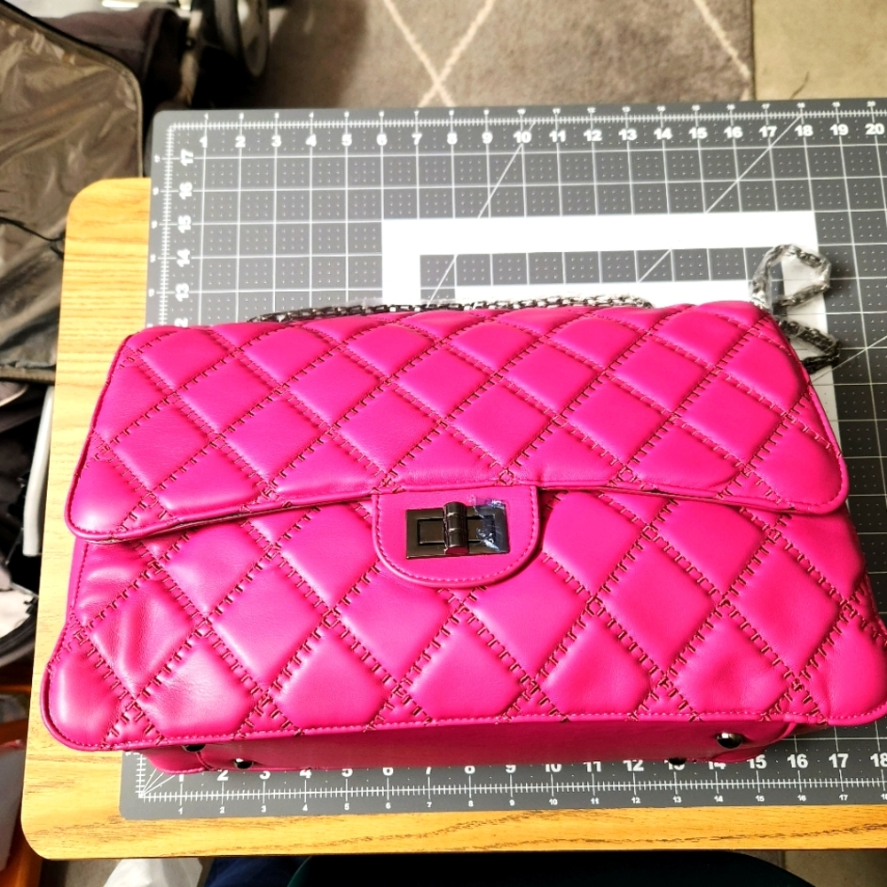 Large magenta waffle bag